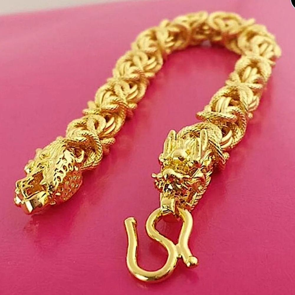 Dragon Hold Plated Byzantine Unisex Bracelet - Picture 8 of 14